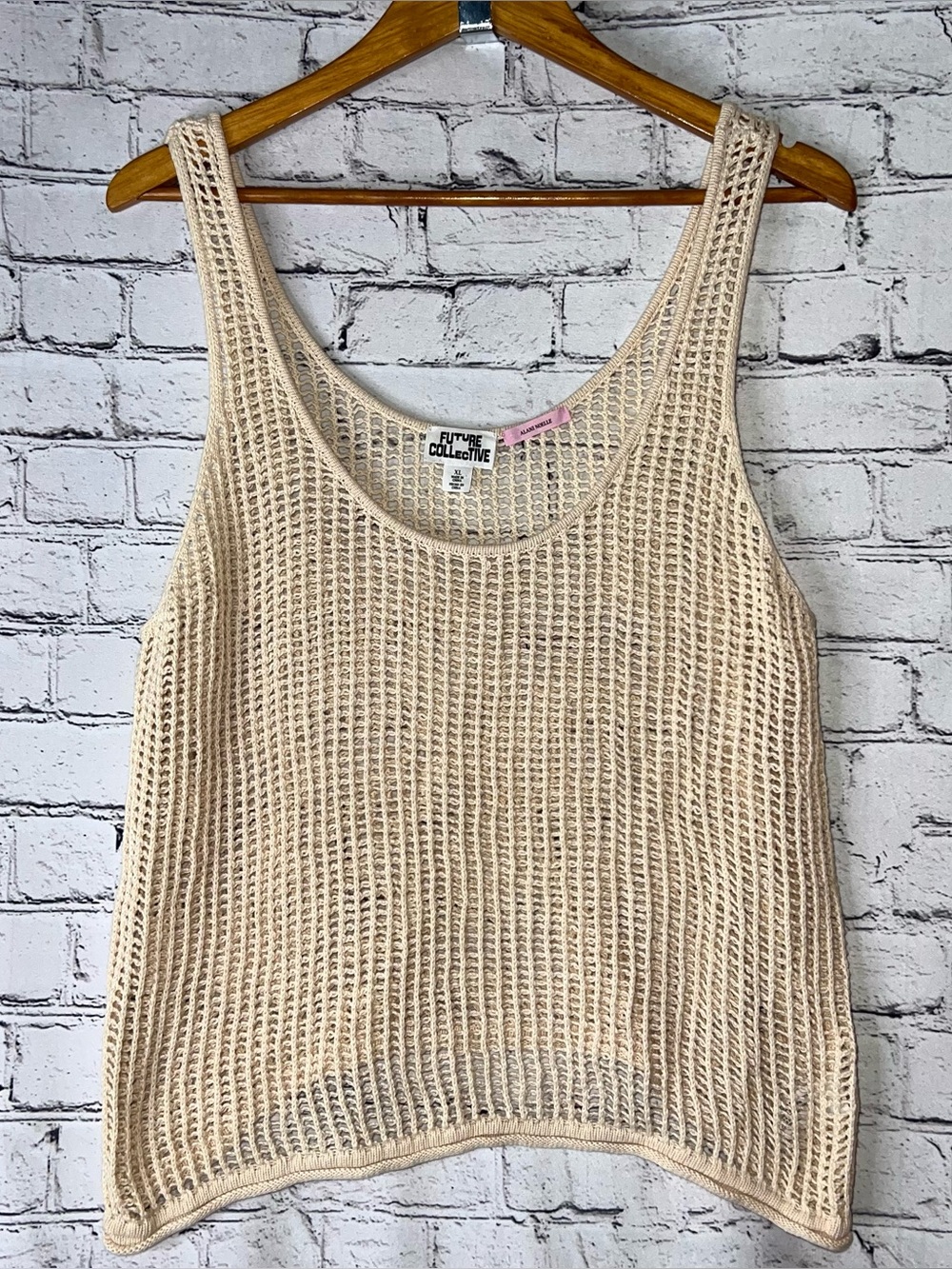 Future Collective x Alani Noelle Beige Woven Tank Top Size XL